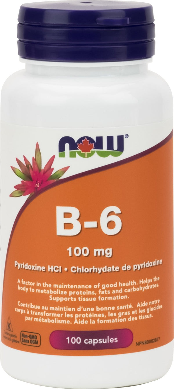 NOW Vitamin B-6 Pyridoxine HCl mg 100 Capsules Image 1
