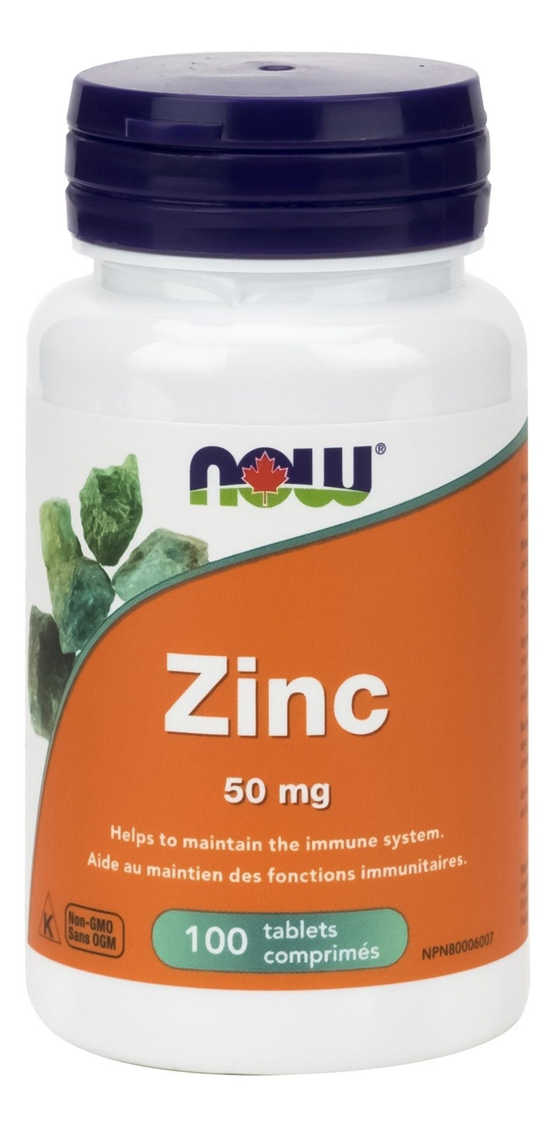 NOW Zinc 50 mg 100 Tablets Image 1
