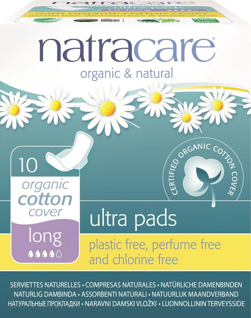 Natracare Organic Cotton Ultra with Wings Long 10 Pads Image 1