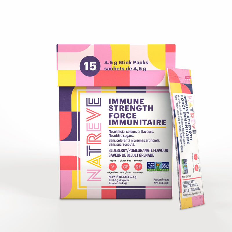 Natreve Immune Strength Dietary Supplement 4.5 g Stick Packs - Blueberry/Pomegranate Box of 15 Image 1