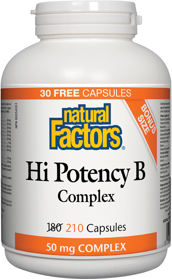 Natural Factors Hi Potency B Complex 50 mg BONUS SIZE (210 Capsules)