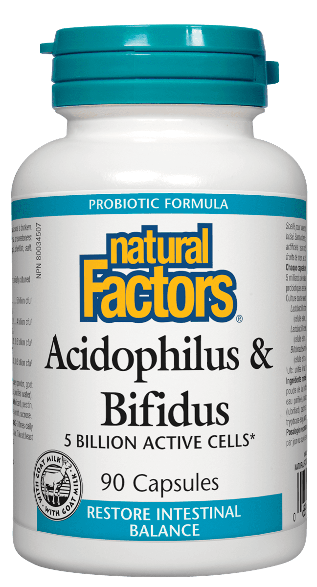 Natural Factors Acidophilus & Bifidus 5 Billion Active Cells Capsules Image 2