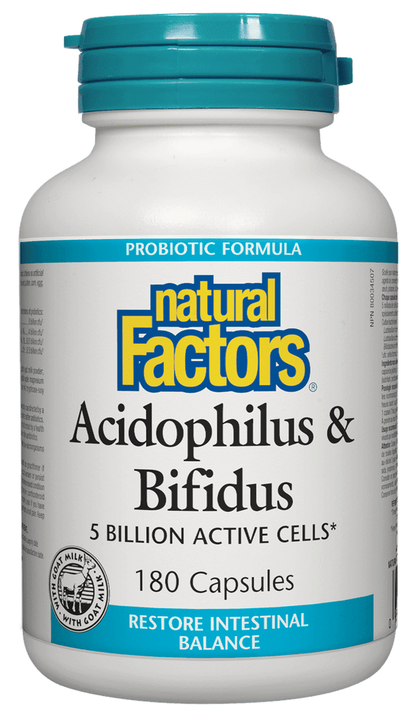Natural Factors Acidophilus & Bifidus 5 Billion Active Cells Capsules Image 1