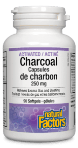 Natural Factors Activated Charcoal Capsules 250 mg 90 Softgels Image 1