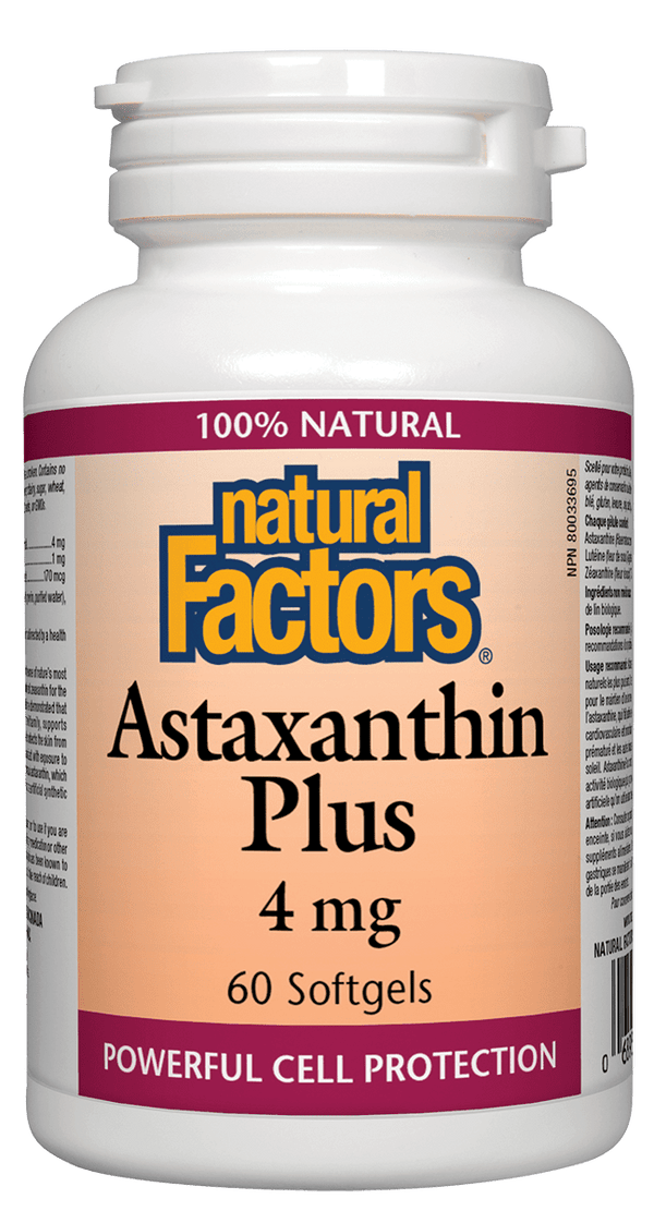 Natural Factors Astaxanthin Plus 4 mg 60 Softgels Image 1