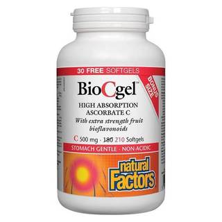 Natural Factors BioCgel C 500 mg BONUS SIZE 210 Softgels Image 1