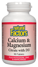 Natural Factors Calcium Magnesium Citrate with D3 Plus Potassium, Zinc & Manganese Tablets Image 1