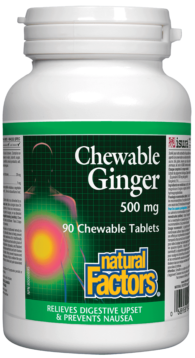 Natural Factors Ginger 500 mg 90 Chewable Tablets Image 1