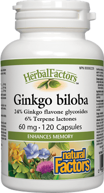 Natural Factors HerbalFactors Ginkgo Biloba 60 mg 120 Capsules Image 1