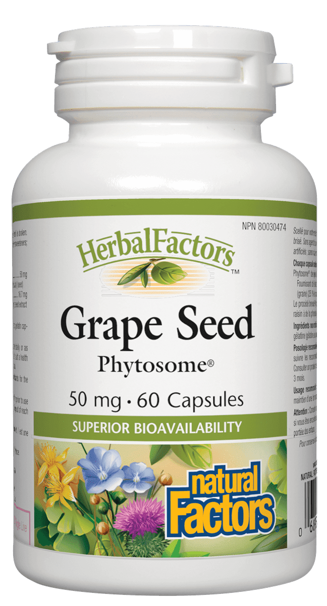 Natural Factors HerbalFactors Grape Seed Phytosome 50 mg 60 Capsules Image 1