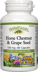 Natural Factors HerbalFactors Horse Chestnut & Grape Seed 350 mg 60 Capsules Image 1
