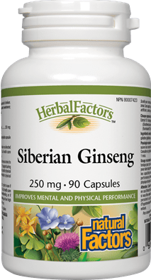 Natural Factors HerbalFactors Siberian Ginseng 250 mg 90 Capsules Image 1