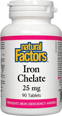 Natural Factors Iron Chelate 25 mg 90 Tablets Image 1