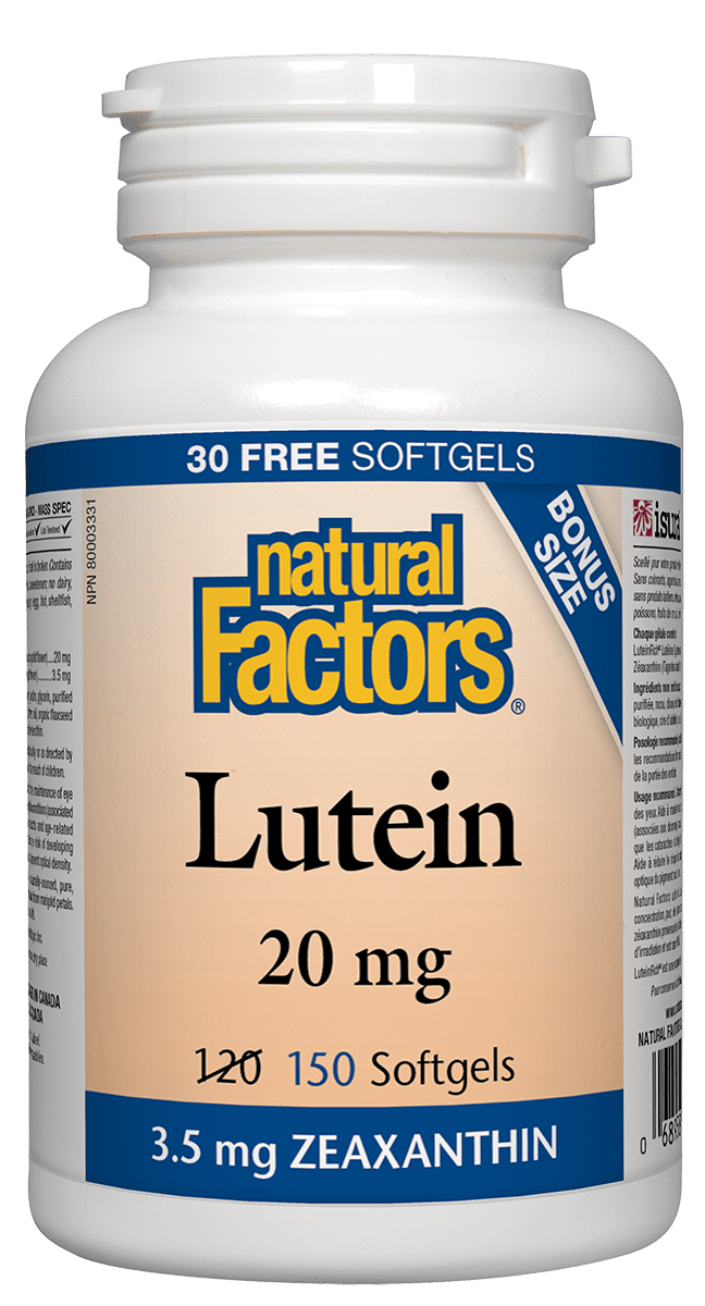Natural Factors Lutein 20 3.5 mg Zeaxanthin BONUS SIZE 150 Softgels Image 1