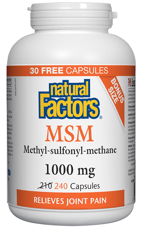 Natural Factors MSM 1000 mg BONUS SIZE 240 Capsules Image 1