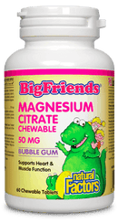 Natural Factors Magnesium Citrate 50 mg - Bubble Gum Flavour 60 Chewable Tablets Image 1
