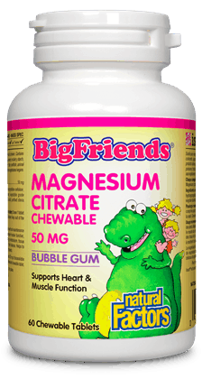 Natural Factors Magnesium Citrate 50 mg - Bubble Gum Flavour 60 Chewable Tablets Image 1