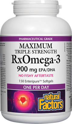 Natural Factors Maximum Triple Strength RxOMEGA-3 900 mg EPA/DHA 150 Softgels Image 1