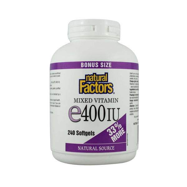 Natural Factors Mixed Vitamin E 400 IU BONUS SIZE 240 Softgels Image 1