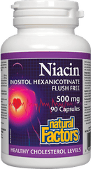 Natural Factors Niacin Inositol Hexanicotinate Flush Free 500 mg 90 Capsules Image 1