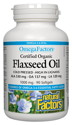 Natural Factors OmegaFactors Flaxseed Oil 1000 mg Softgels Image 1