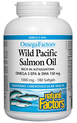 Natural Factors OmegaFactors Wild Pacific Salmon Oil 1000 mg 180 Softgels Image 1