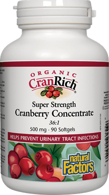 Natural Factors Organic Cranrich Super Strength Cranberry Concentrate 36:1 500 mg 90 Softgels Image 1