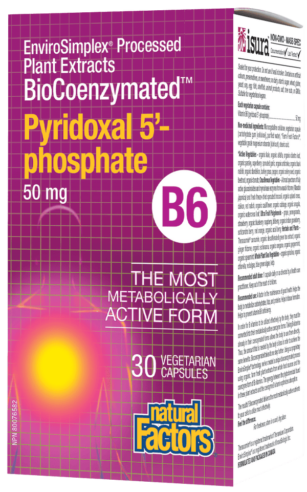 Natural Factors Pyridoxal 5'-phosphate B6 50 mg 30 VCaps Image 1
