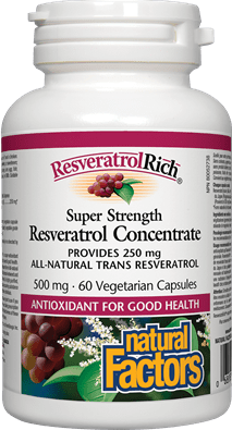 Natural Factors ResveratrolRich Resveratrol Concentrate Super Strength 500 mg 60 VCaps Image 1