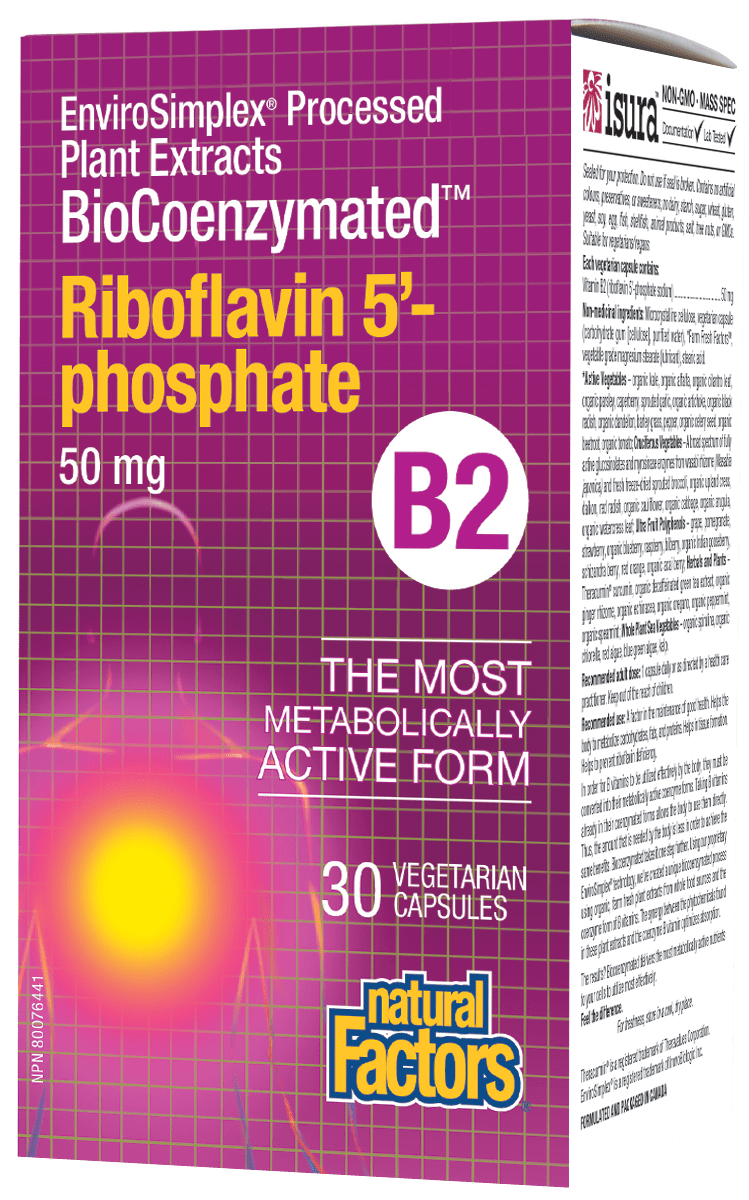 Natural Factors Riboflavin 5'-phosphate 50 mg B2 30 VCaps Image 1