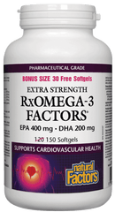 Natural Factors RxOmega-3 Extra Strength 600 mg EPA/DHA BONUS SIZE 150 Softgels Image 1