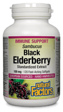Natural Factors Sambucus Black Elderberry 100 mg 120 Softgels Image 1