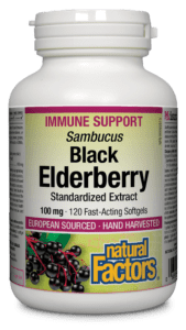 Natural Factors Sambucus Black Elderberry 100 mg 120 Softgels Image 1