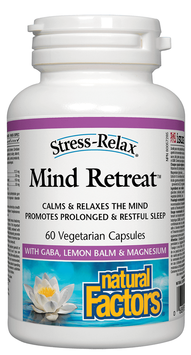 Natural Factors Stress-Relax Mind Retreat with GABA, Lemon Balm & Magnesium 60 VCaps Image 1