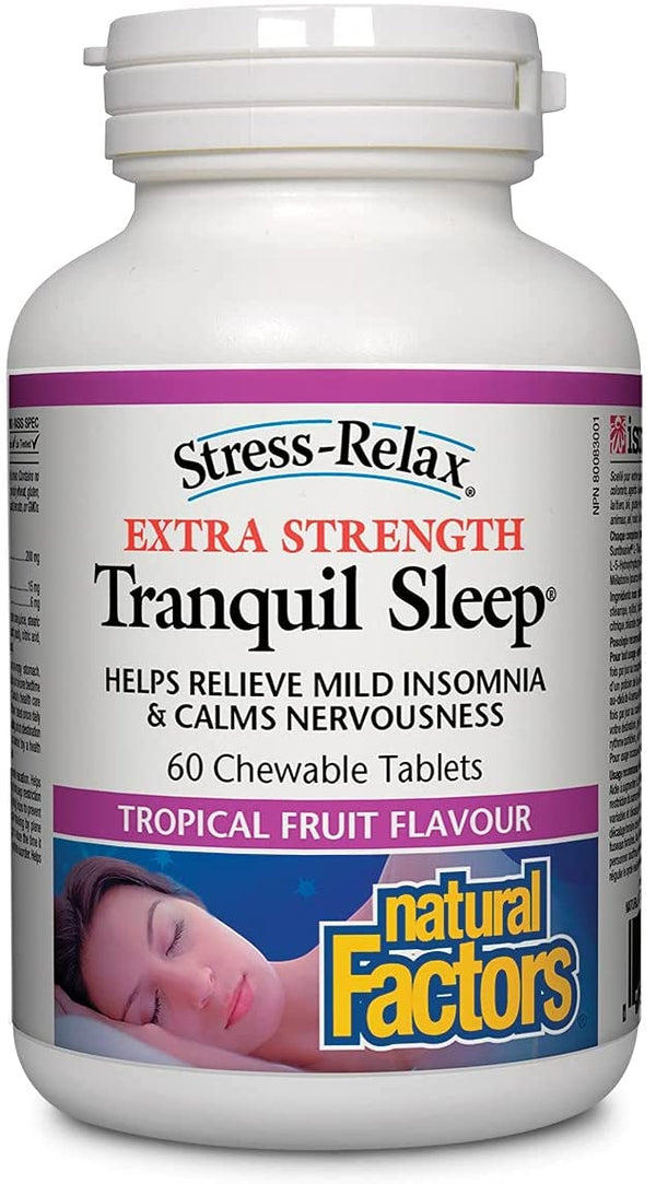 Natural Factors Stress-Relax Tranquil Sleep Extra Strength - Tropical Fruit 60 Chewable Tablets Image 1