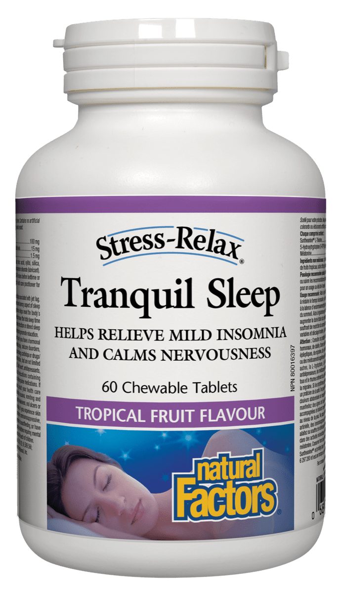 Natural Factors Stress-Relax Tranquil Sleep - Tropical Fruit Chewable Tablets Image 2