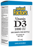 Natural Factors SunVitamin D3 1000 IU 25 mcg Drops 15 mL Image 1