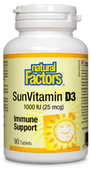 Natural Factors SunVitamin D3 1000 IU 25 mcg Tablets Image 1