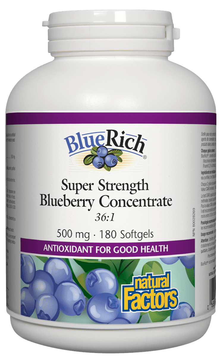 Natural Factors Super Strength Blueberry Concentrate 500 mg Softgels Image 2