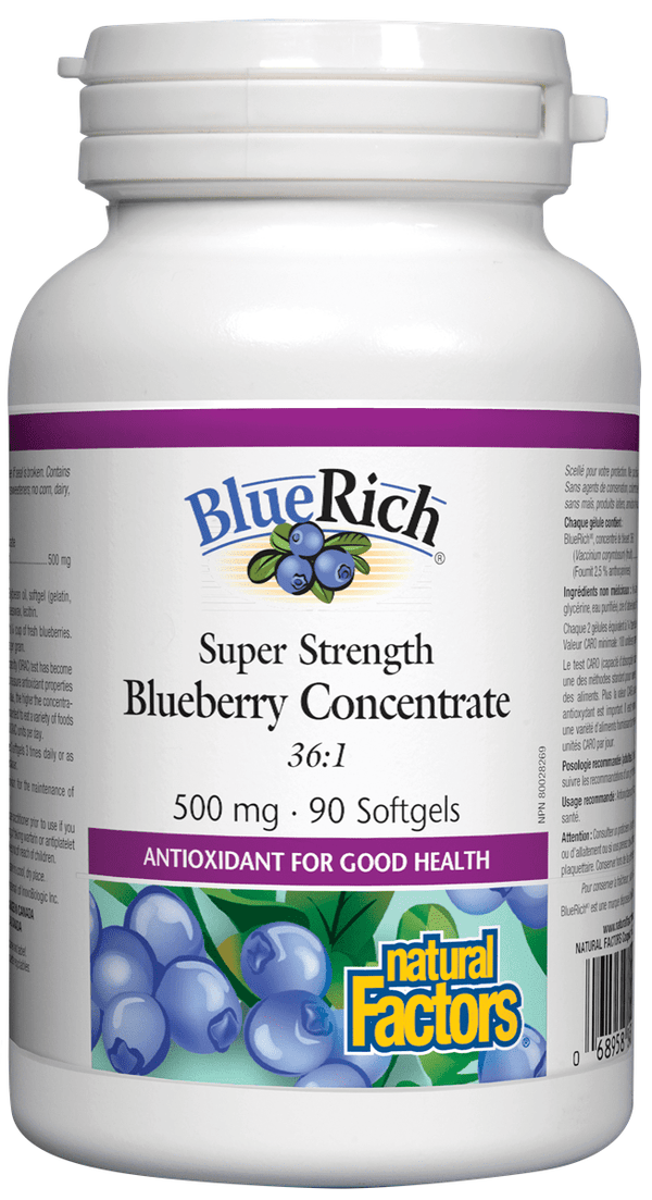 Natural Factors Super Strength Blueberry Concentrate 500 mg Softgels Image 1