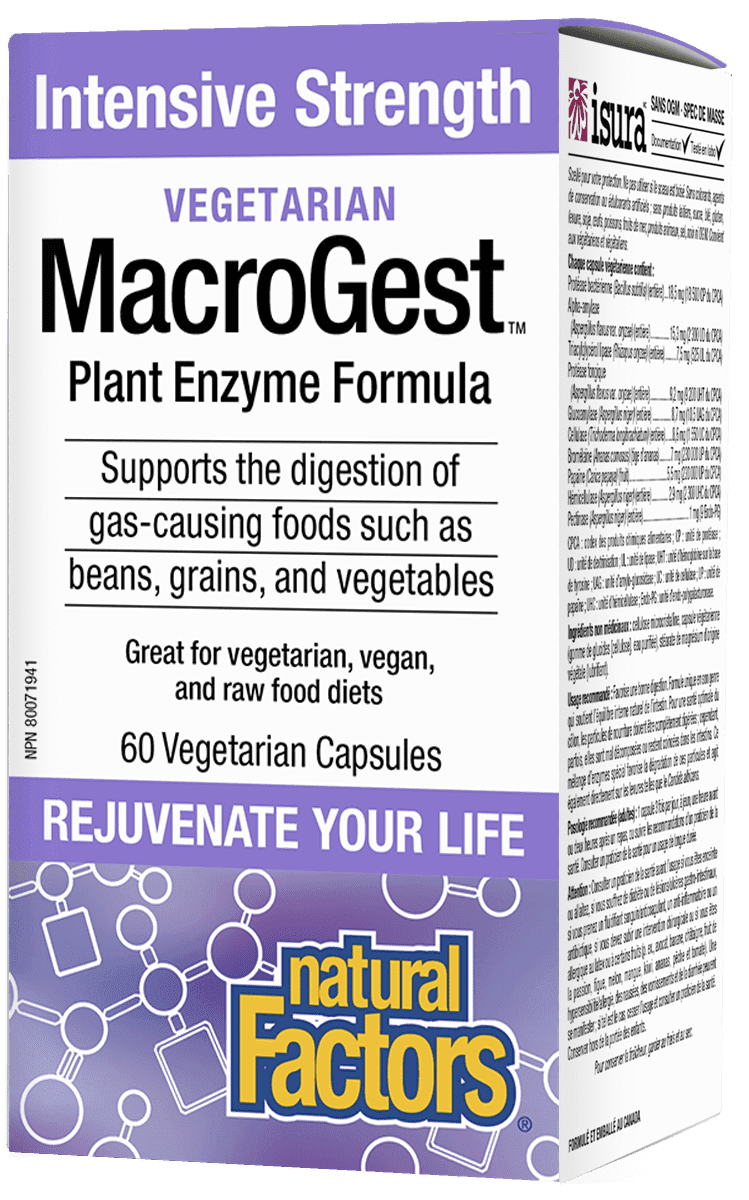 Natural Factors Vegetarian MacroGest Intensive Strength Plant Enzyme Formula 60 VCaps Image 1