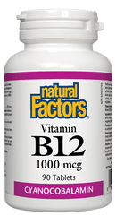 Natural Factors Vitamin B12 1000 mcg Cyanocobalamin 90 Tablets Image 1
