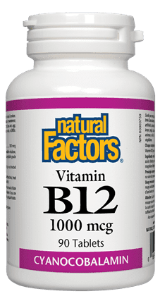 Natural Factors Vitamin B12 1000 mcg Cyanocobalamin 90 Tablets Image 1