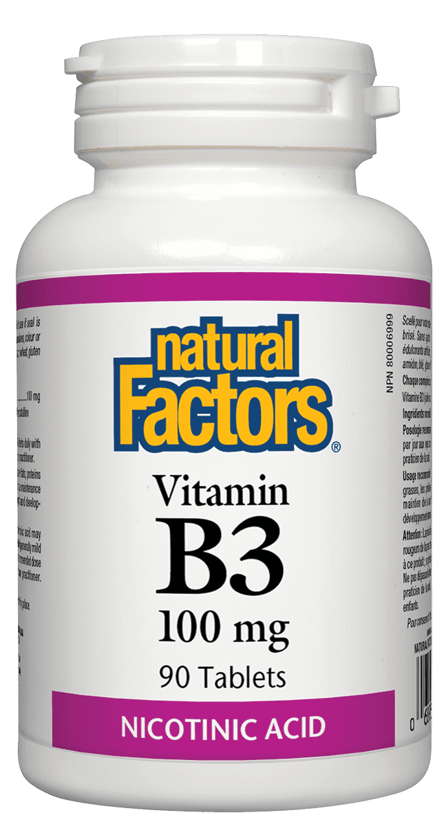 Natural Factors Vitamin B3 Nicotinic Acid 100 mg 90 Tablets Image 1