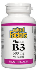 Natural Factors Vitamin B3 Nicotinic Acid 500 mg 90 Tablets Image 1