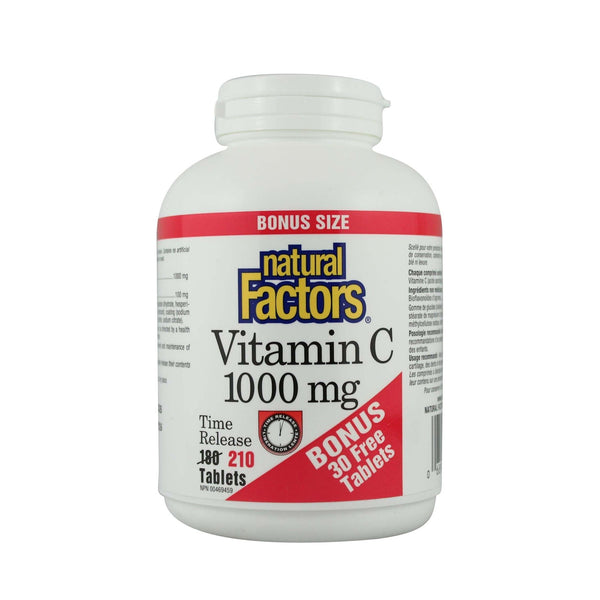 Natural Factors Vitamin C 1000 mg Time Release BONUS SIZE 210 Tablets Image 1