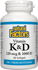Natural Factors Vitamin K D 120 mcg & 1000 IU Softgels Image 1