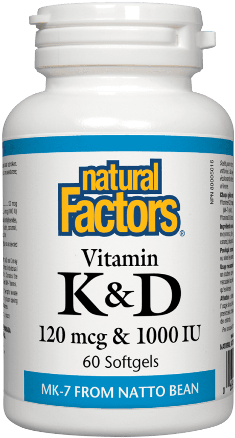 Natural Factors Vitamin K D 120 mcg & 1000 IU Softgels Image 1