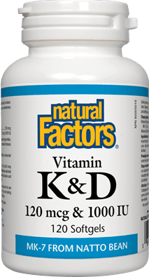 Natural Factors Vitamin K D 120 mcg & 1000 IU Softgels Image 2