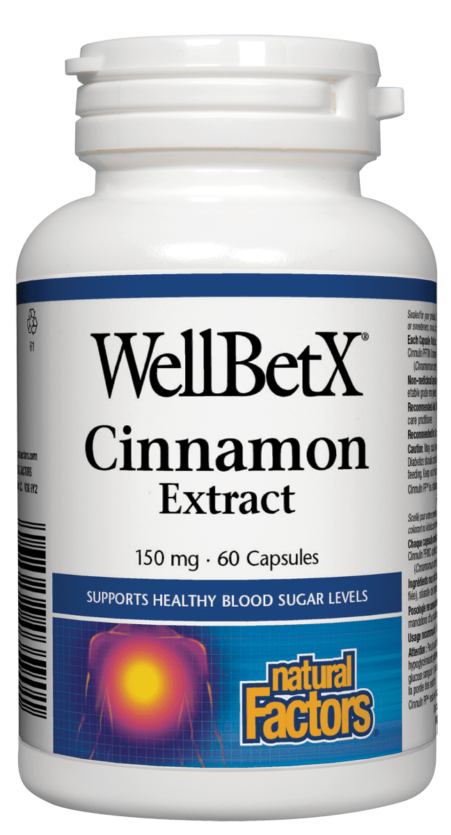 Natural Factors WellBetX Cinnamon Extract 150 mg 60 Capsules Image 1